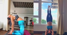 Phương Mai gây tranh cãi khi thực hiện động tác yoga cực khó dù đang mang thai ở tháng thứ 8